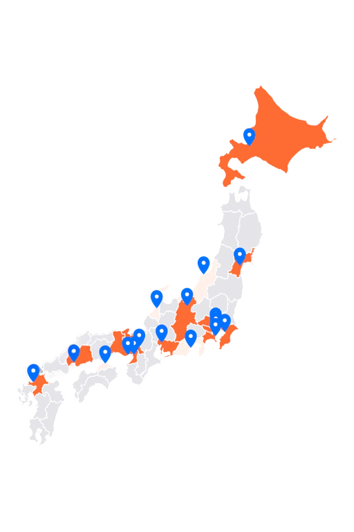 日本地図で参戦履歴を振り返る画面